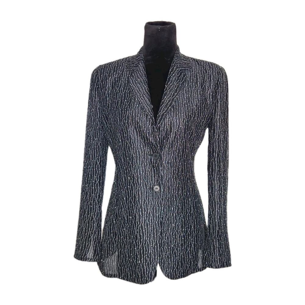 Emporio Armani Vintage Black Semi Sheer Knit Blazer Women's Size 40 Italy